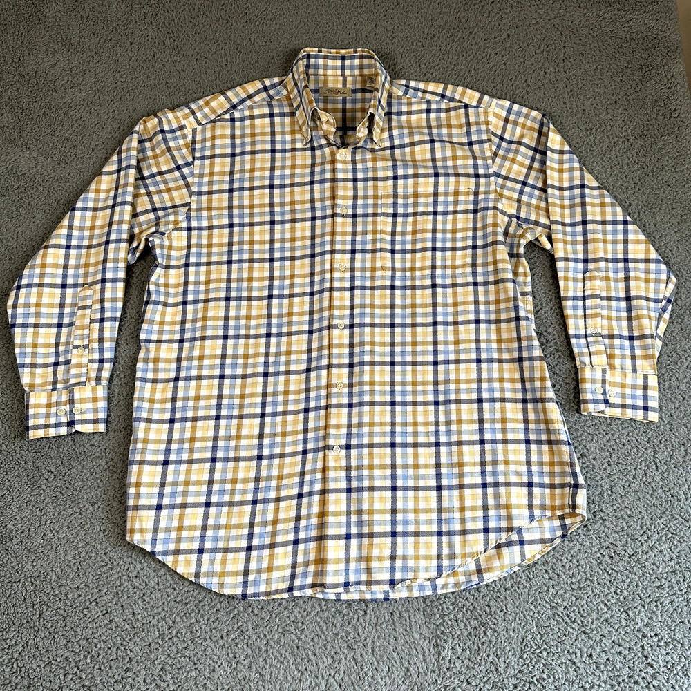 Peter Millar Shirt Men's Large Multicolored Plaid Button Up Long Sleeve‎ Soft